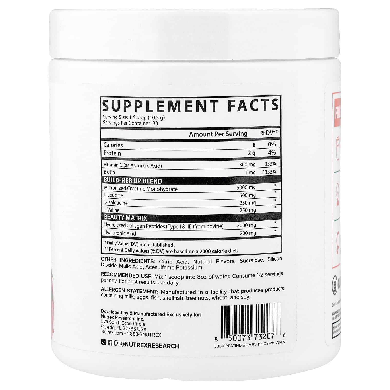 Nutrex Research Creatine for Women – Peach Mango, 300 g - Image 2
