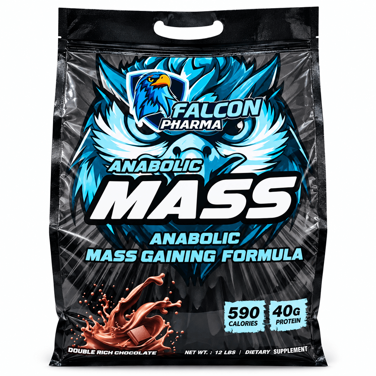 Falcon Pharma Anabolic Mass Gainer 12 lbs – Double Rich Chocolate