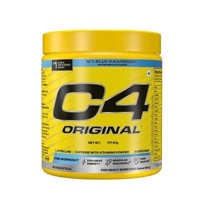 Cellucor C4 Original Pre-Workout Powder with L-Citrulline and Caffeine with Vitamin Powers - Icy Blue Raspberry, 30 servings, 164gm