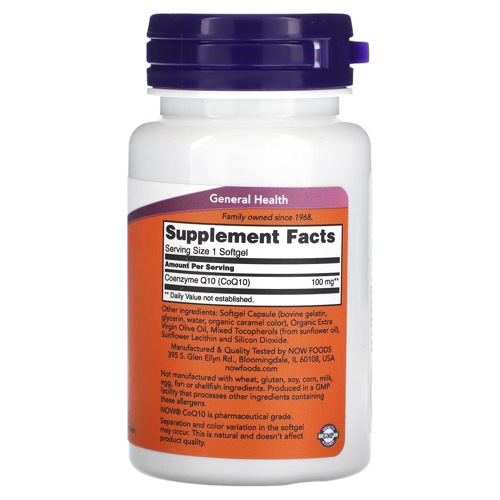 NOW Foods CoQ10 100 mg – 50 Softgels - Image 2