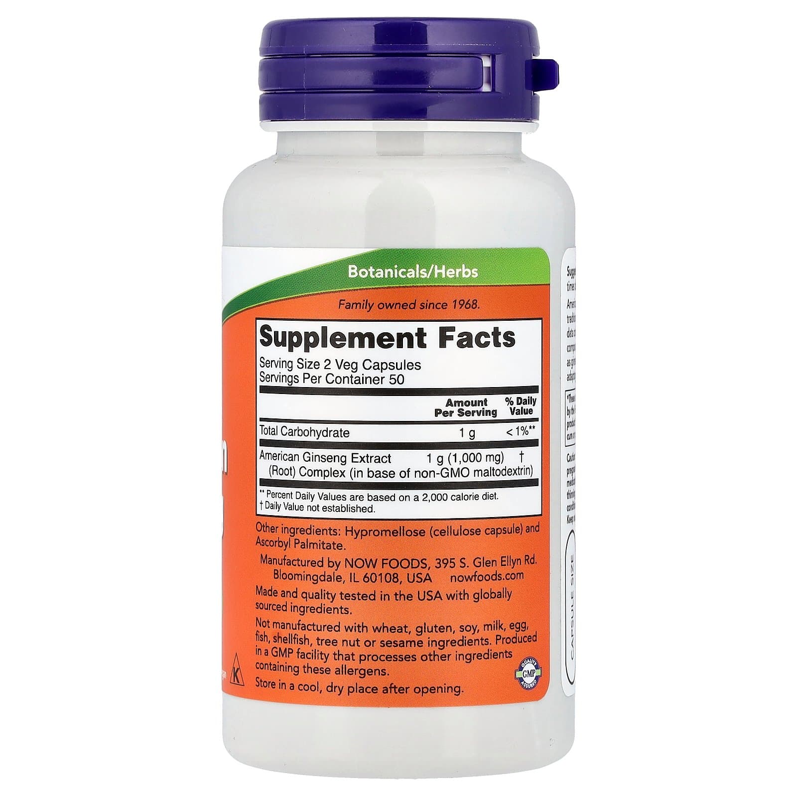 NOW Foods American Ginseng – 100 Capsules - Image 2