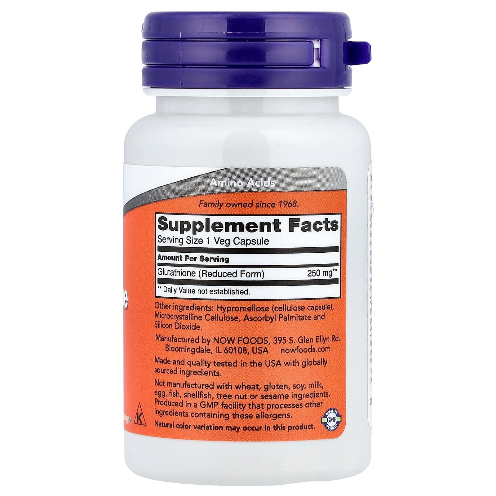 NOW Foods Glutathione 250 mg – 60 Capsules - Image 2