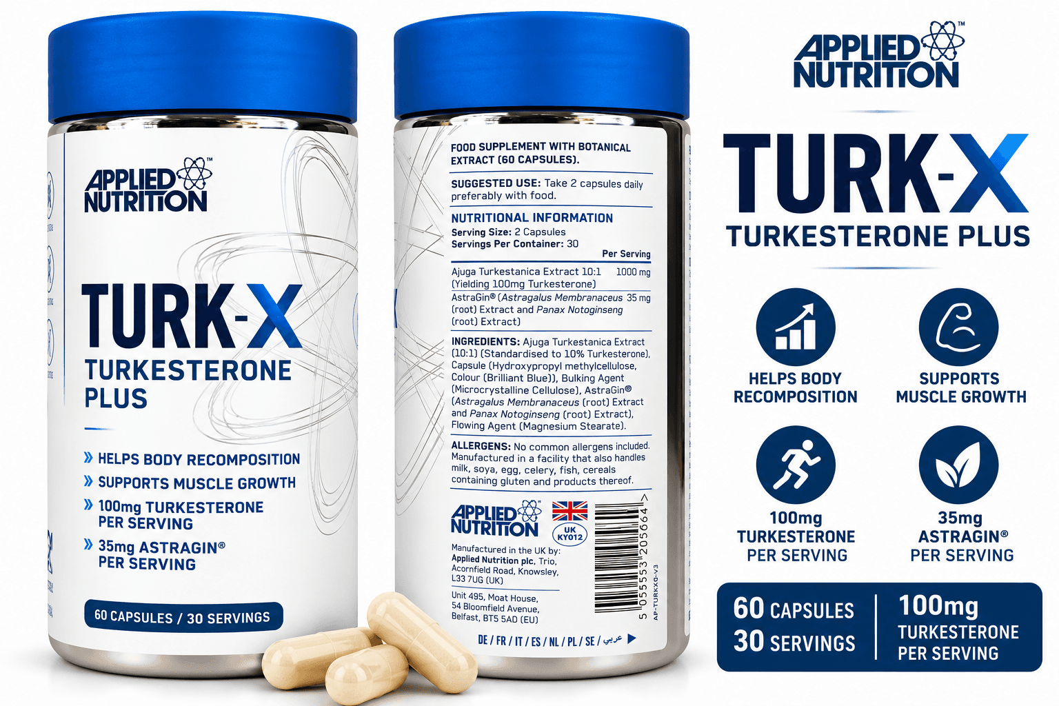 Applied Nutrition TURK-X Turkesterone Plus – 60 Capsules - Image 2